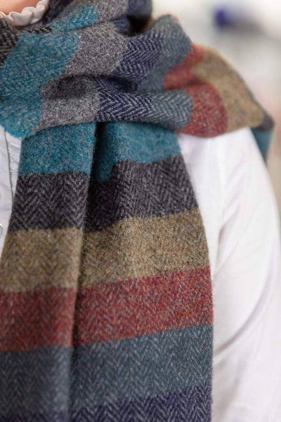 Winter Stripe  Irish Lambs Wool Scarf