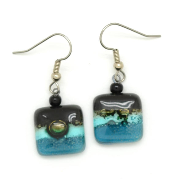 Tiny Square Glass Earrings