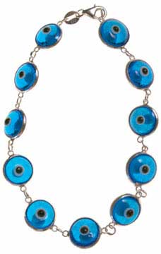 Light Blue Glass Evil Eye Bracelet 18.5cm, Turkey