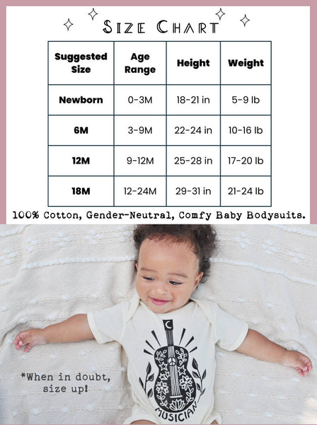 Musician Vibes Baby Bodysuit, Guitar baby outfit