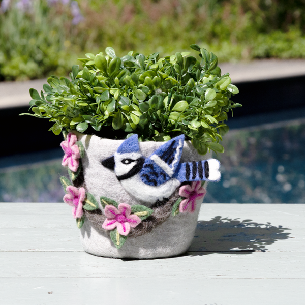 Cherry Bluejay Felt Pot
