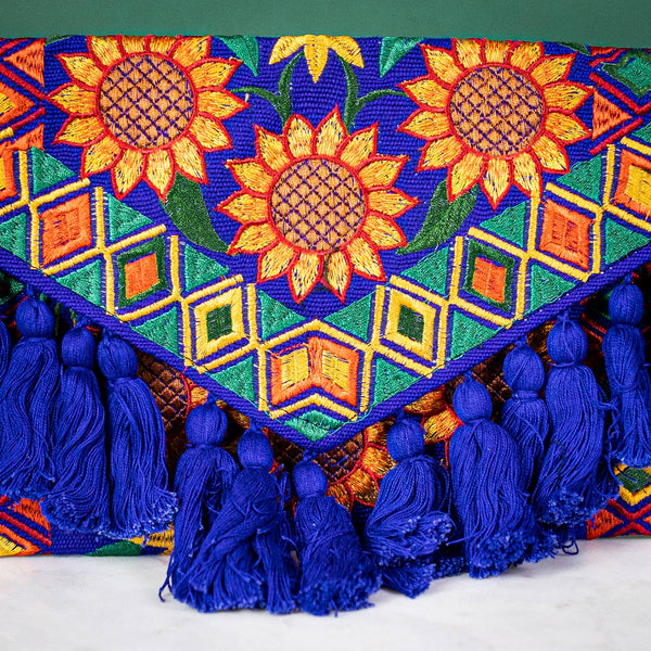 Sunflower Tassle Fiesta Clutch