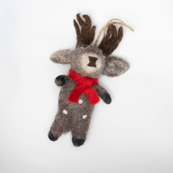 Ornament - Christmas Decor - Spotted Reindeer with Red Scarf