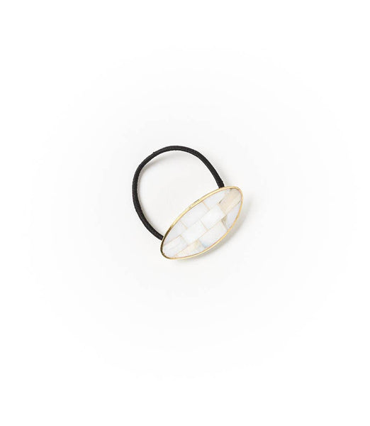 Chitra Disc Hair Tie Ponytail Holder - Mother of Pearl