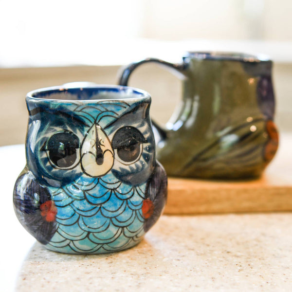 Hand Painted Fair Trade Guatemalan Ceramic Owl Coffee Mug