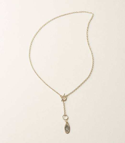 Ruchi Evil Eye Dainty Gold Drop Lariat Necklace