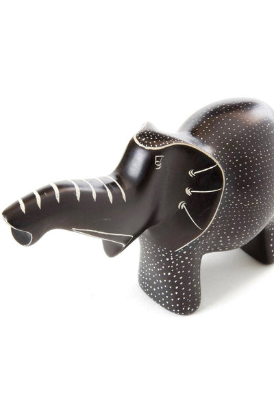 Large Black Polka Dot Soapstone Elephant