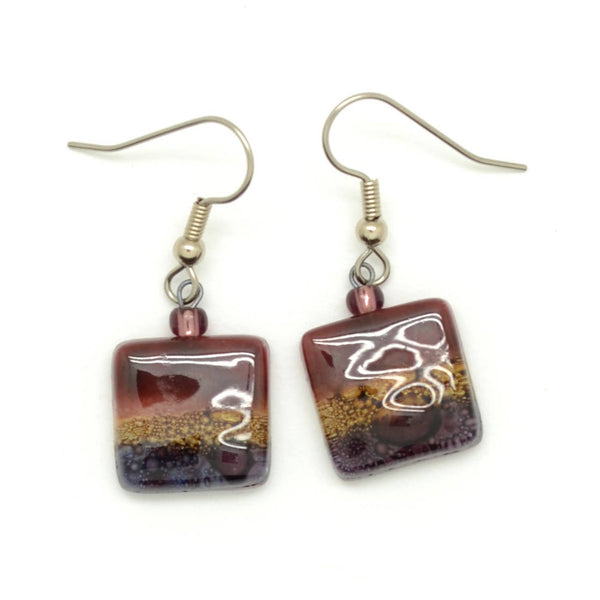 Tiny Square Glass Earrings