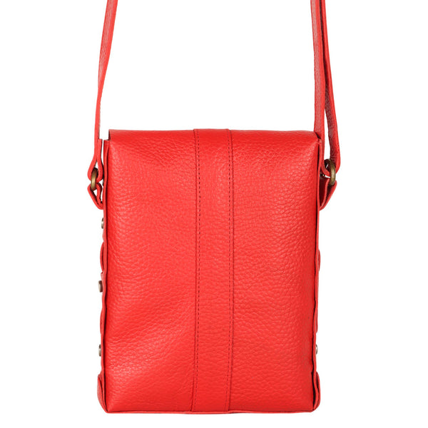Jane Long crossbody w/ top flap & tassel - Bright Red