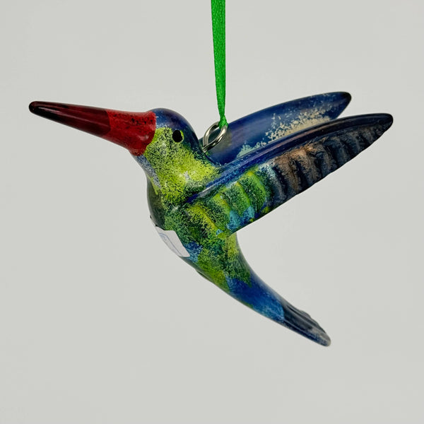 Soapstone Bird, Hummingbird, Flying Ornament, 6"