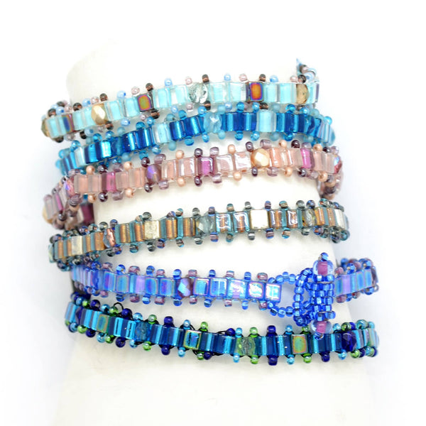 Skinny Beaded Bracelet Crystal & Glass Bead