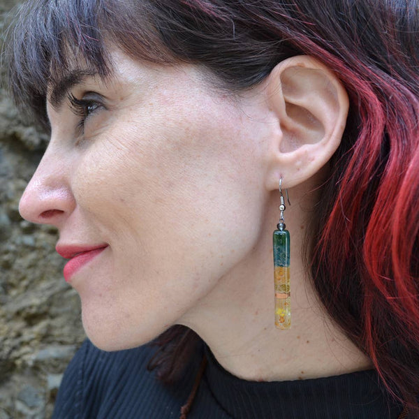 Long Colorful Glass Stick Earrings