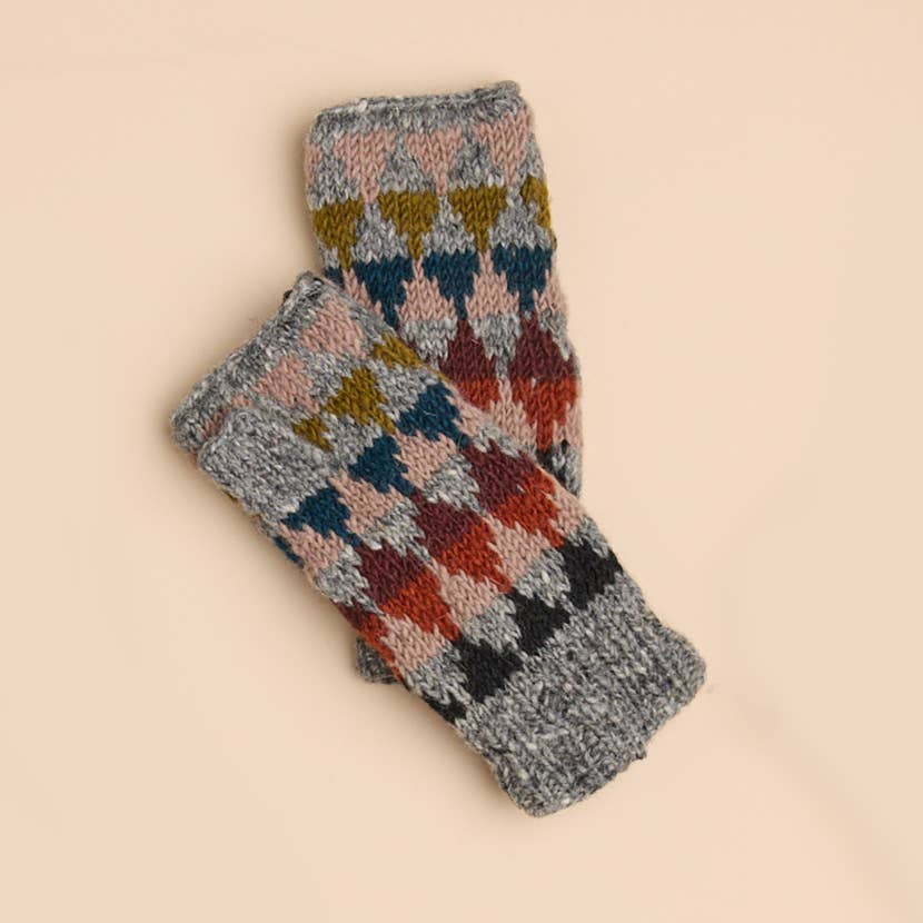 Jaya Cabin Gray Wool Knit Half Mittens