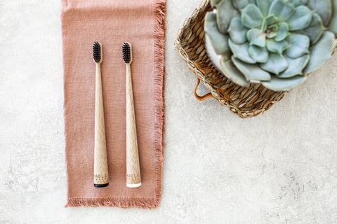 Bamboo Toothbrush, by MABLE - Two Pack - Charcoal Bristles