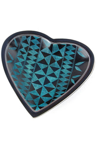 Blue Kuba Pattern Kisii Soapstone Heart Dish