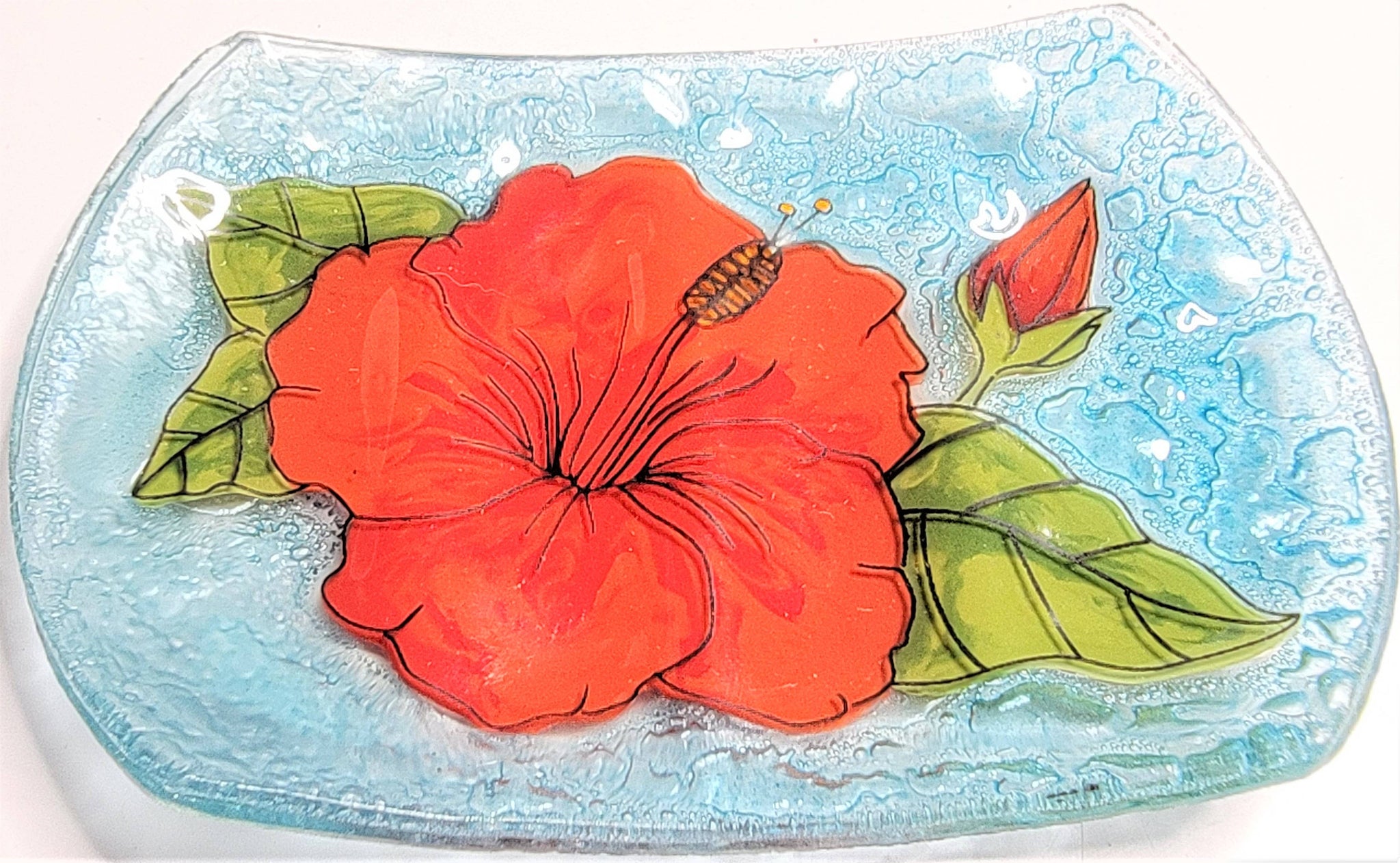 Red Hibiscus Flower Soap Dish