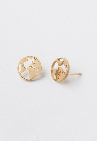 Gold World Stud Earrings