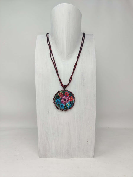 Corte Embroidered Flower Necklace