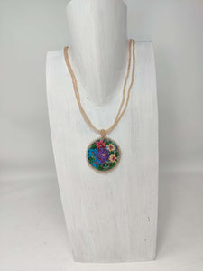 Corte Embroidered Flower Necklace