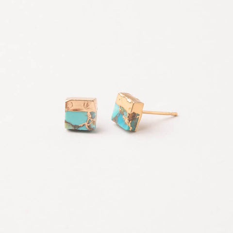 Lorena Square Turquoise Stud Earrings