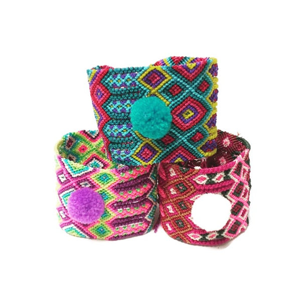 Friendship Woven Pom Pom Bracelet