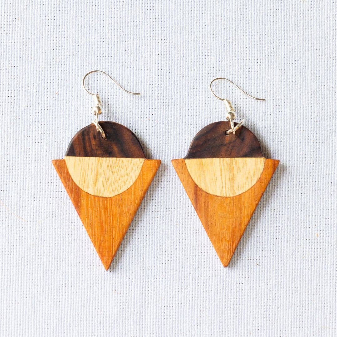 Modern Geometric Wood Earrings