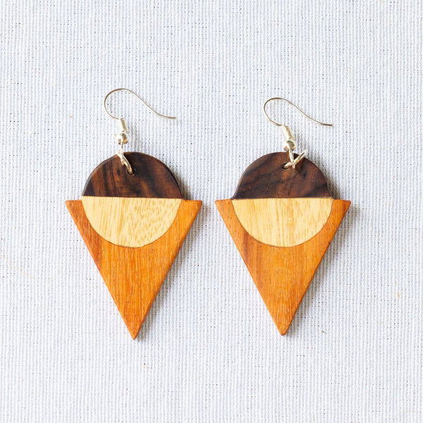 Modern Geometric Wood Earrings