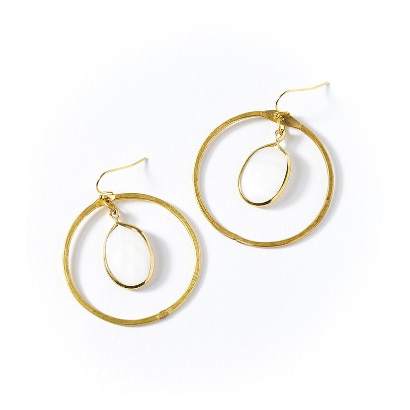 Dhavala Earrings - Pearl Hoop