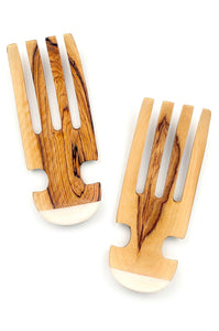 Olivewood Salad Tossing Claws with White Bone