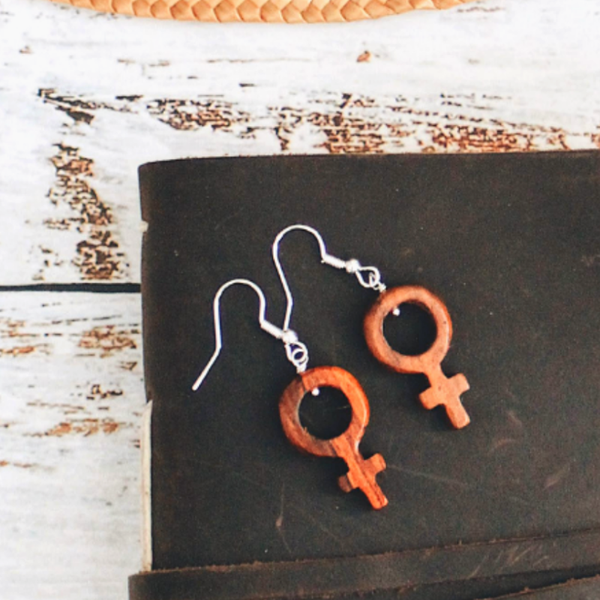 Wood Female Symbol Earrings