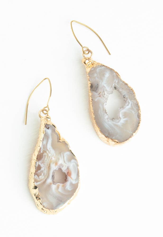 Natural Beauty Agate and Gold Earrings