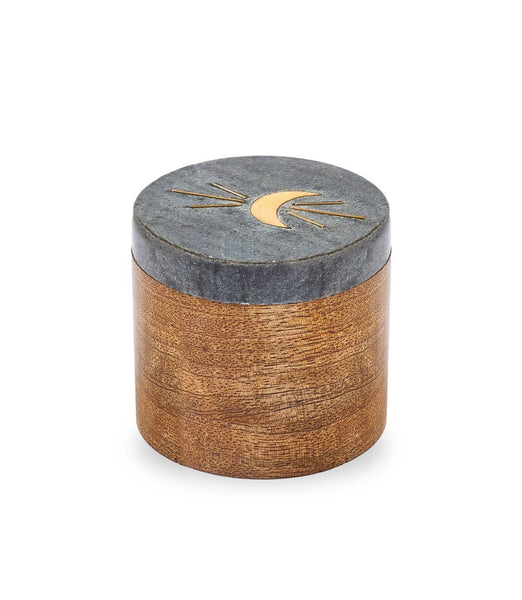 Indukala Moon Phase Keepsake Box - Black Marble, Wood, Brass