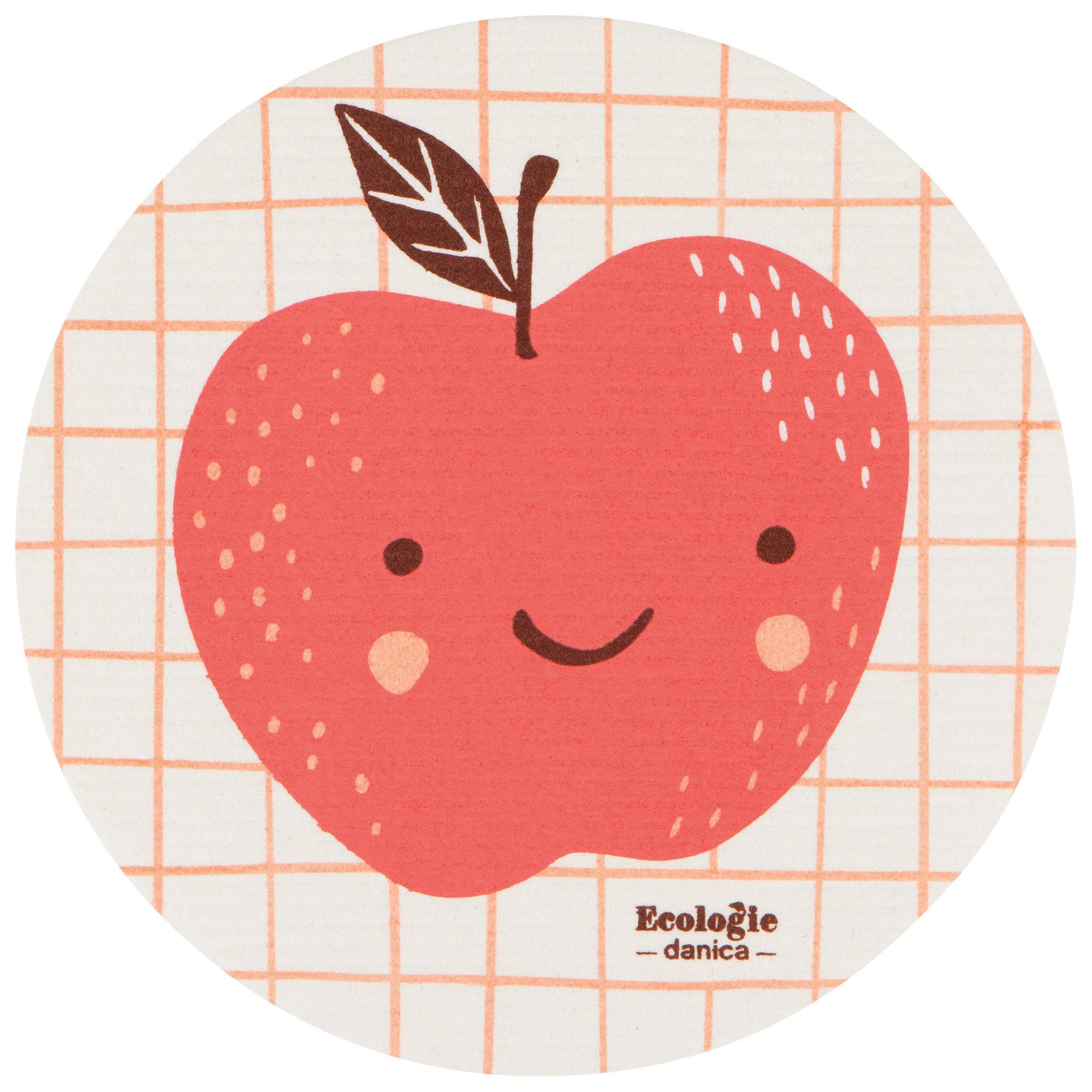 Fruit Face Apple Round Dishcloth