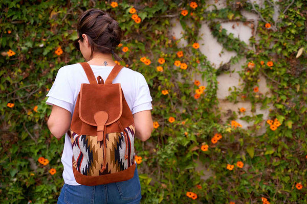 Suede Backpack, Leather Slip