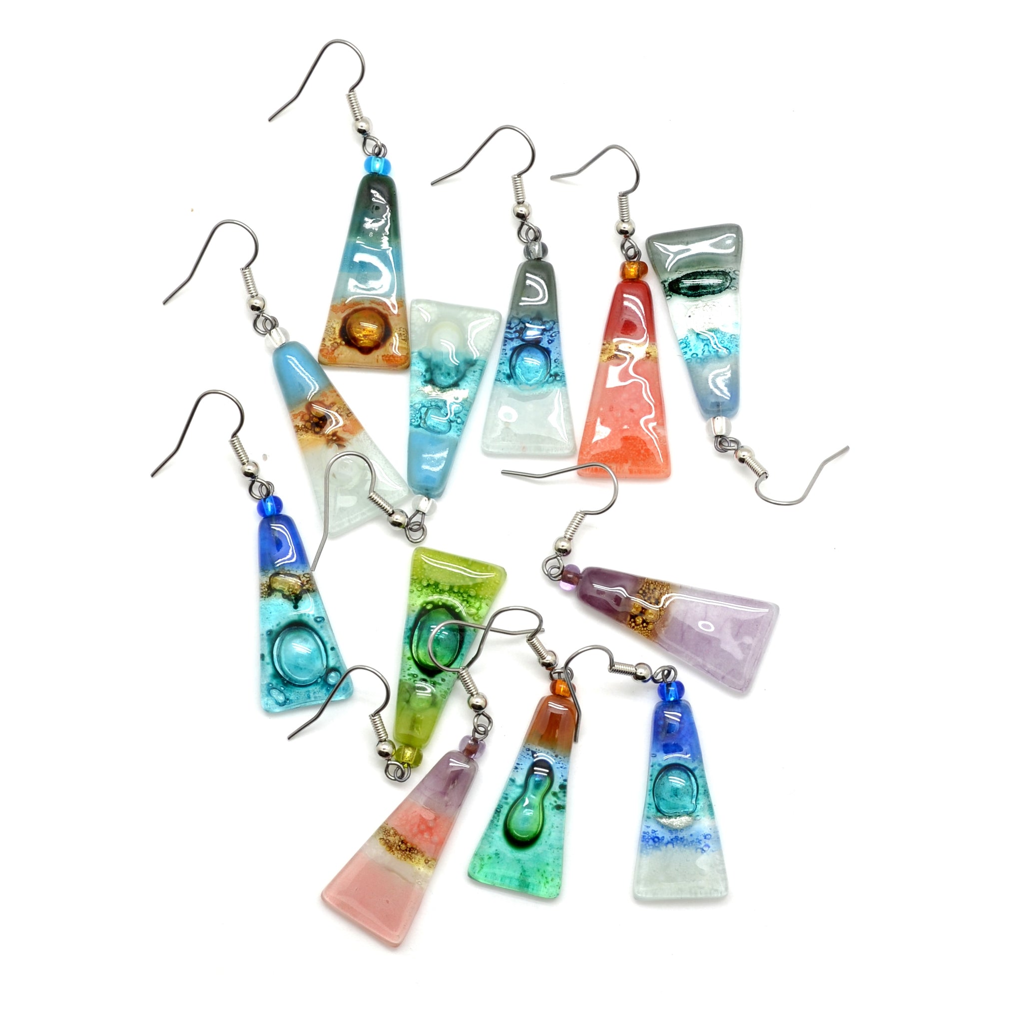 Long Triangle Glass Earrings