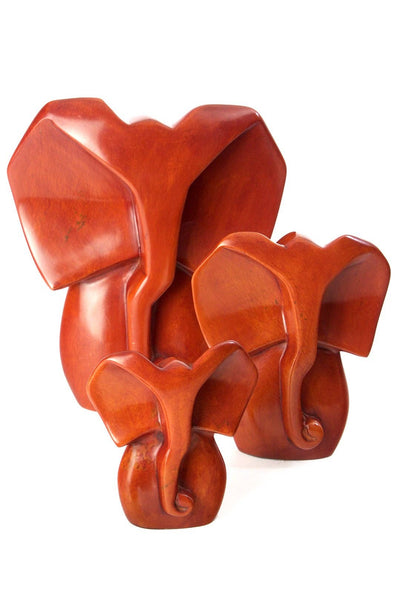 Brown Soapstone Elephant Bust Sculptures