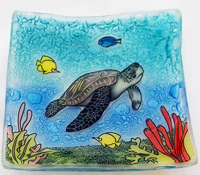 Sea Turtle Square Glass Dish