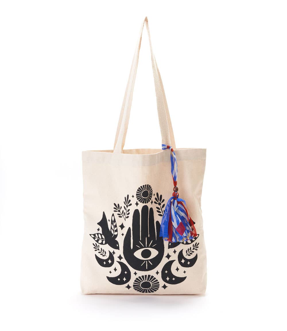 Chahna Hamsa Moon Phase Canvas cotton Tote Bag