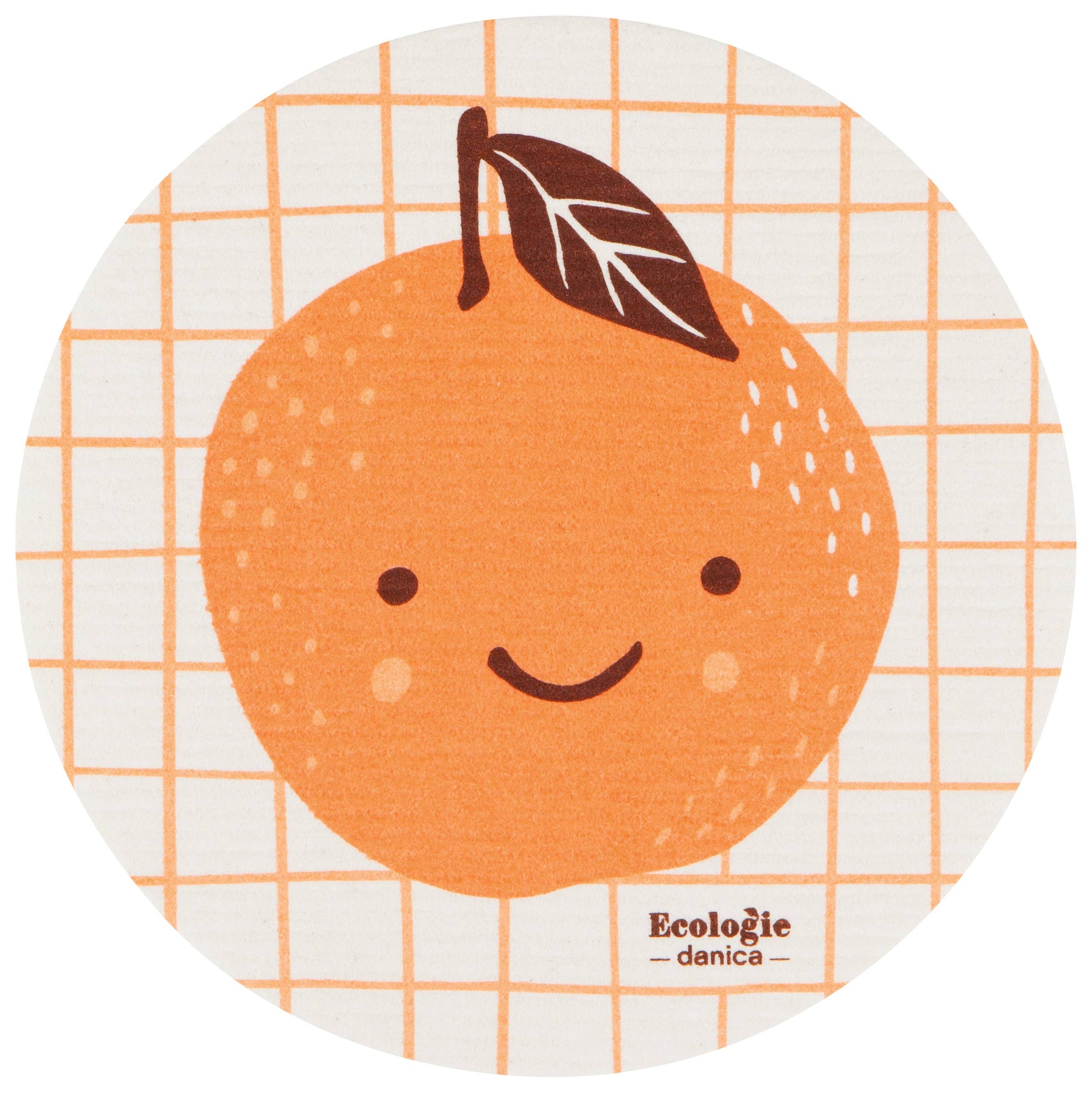 Fruit Face Orange Round Dishcloth