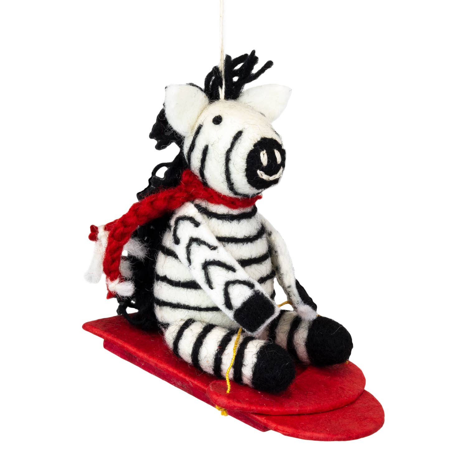 Sledding Zebra Ornament