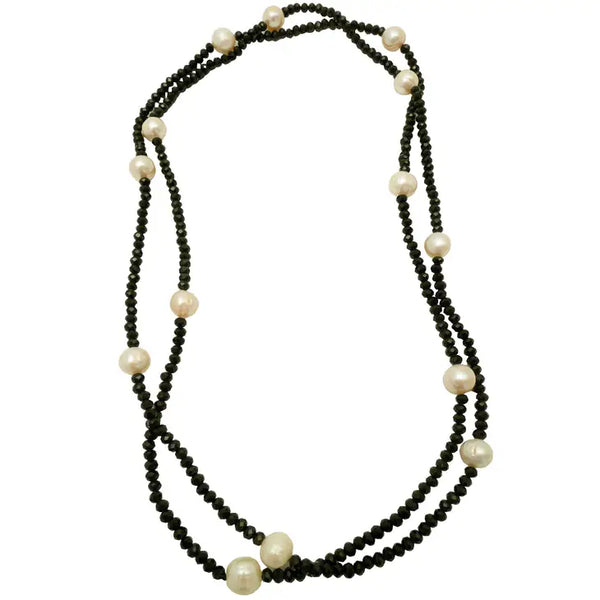 Long Pearl Crystal Necklace