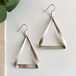 Folded Triangle Hoops - Silver