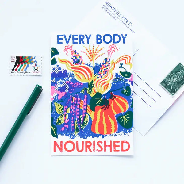 Every Body Nourished Risograph Social Change Postcard