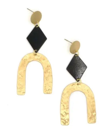 Slate & Gold Arch Earrings