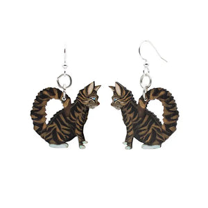 Tabby Cat Wooden Earrings