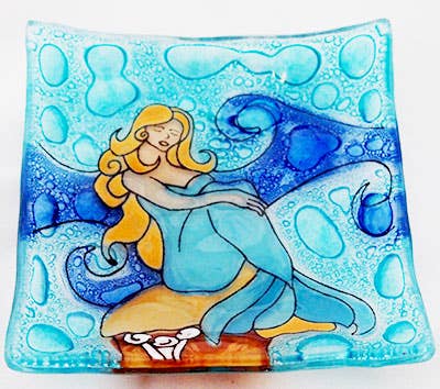 Mermaid on a Rock Square Dish