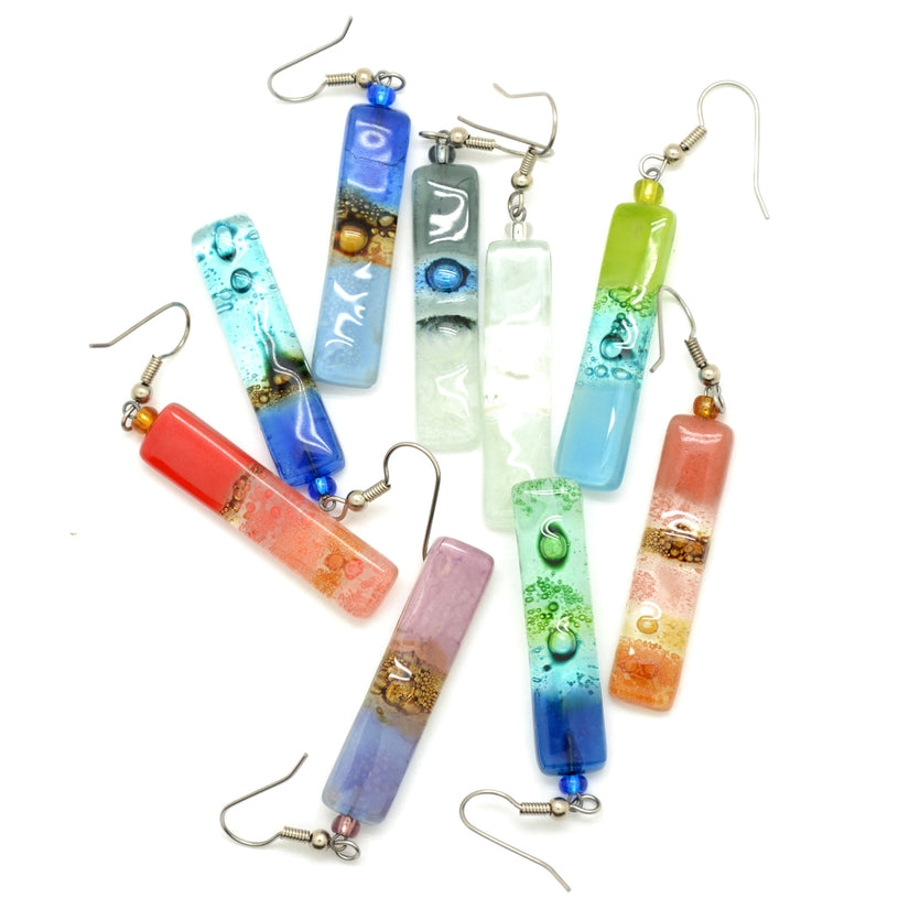 Skinny Rectangle Glass Earrings