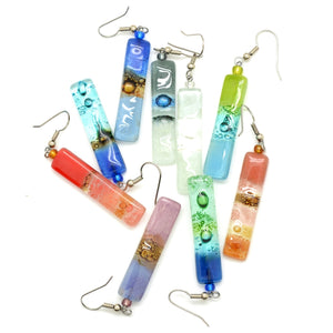 Skinny Rectangle Glass Earrings