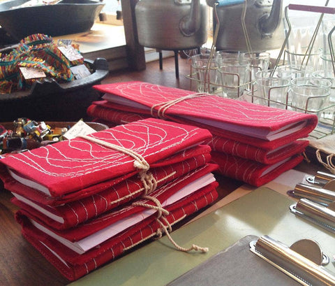Red Stitched Ledgers & Notebooks