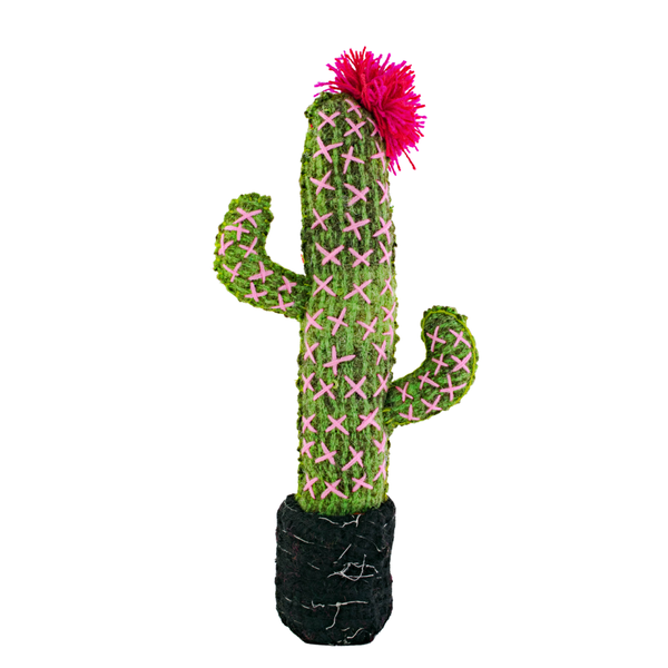 Spike the Cactus: Repurposed Wool Boho Decor